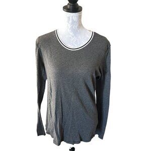 Goldie Lewinter Gray Long Sleeve Pima Cotton Womens Top Large
